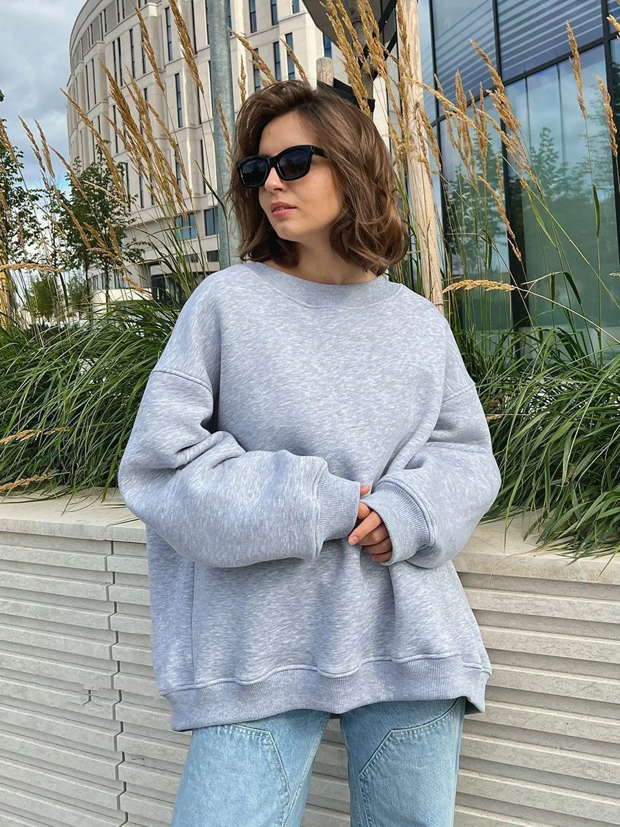Uveng Loose Sweatshirt Street Solid Color Polar Sweaters