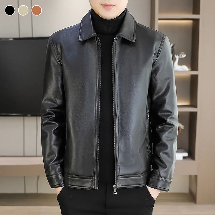 ✈️Free shipping✈️Men's Fashion Casual High Quality Imitation Leather Jacket