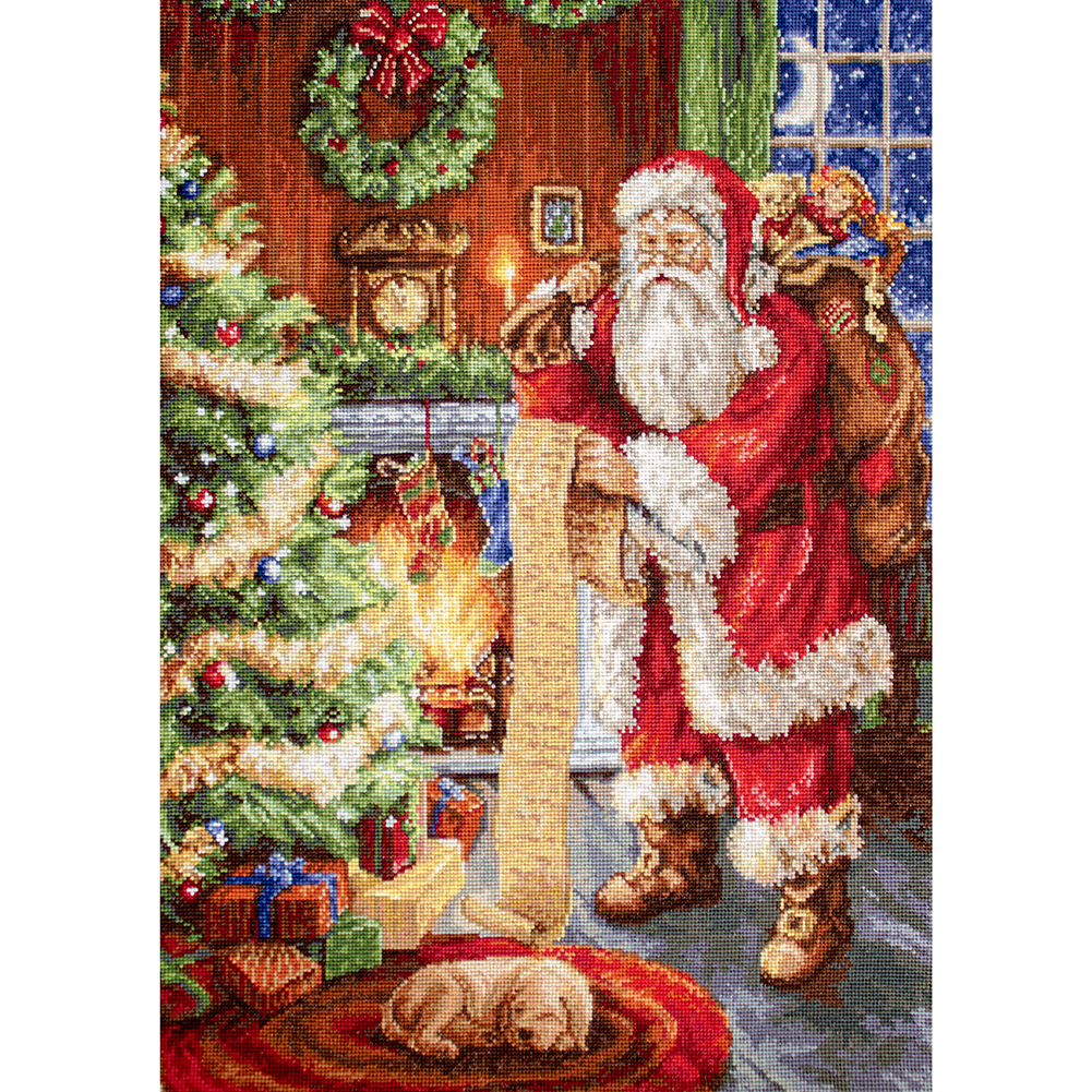 

Santa in House - 11CT Stamped Cross Stitch - 40*56CM, 501 Original