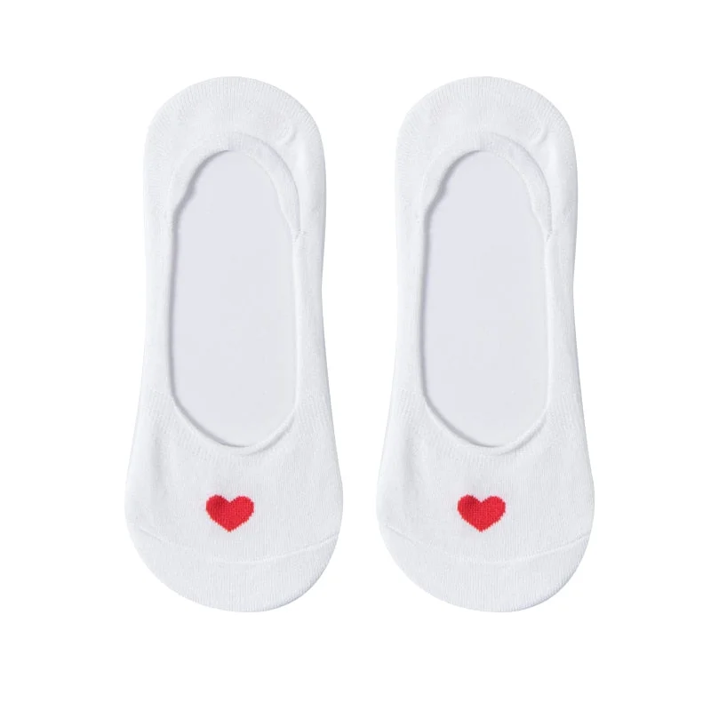 1 Pair Ankle Socks Women Cotton No Show Non-slip Short Boat Invisible Soft Heart Autumn Kawaii Indoor Sock Slippers