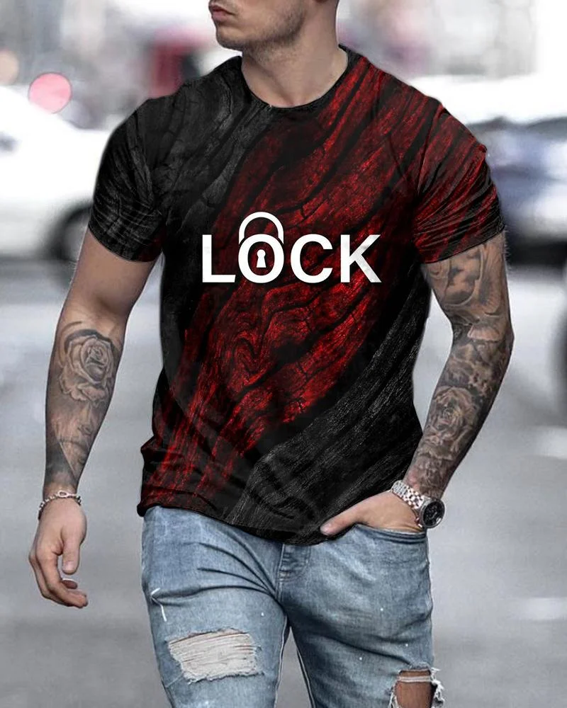 men's letter printed long-sleeved T-shirt