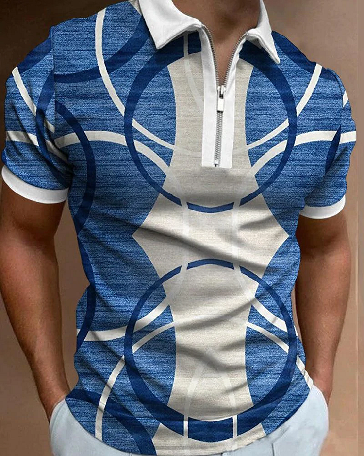 Men's Casual Chain Print POLO Shirt