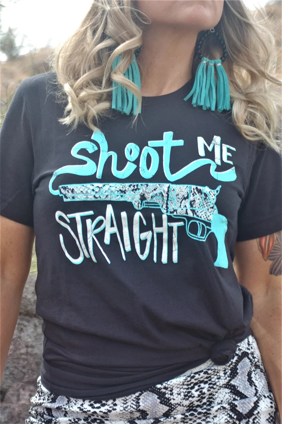 Abstract Short Sleeve Cotton-Blend Color-Block T-shirt