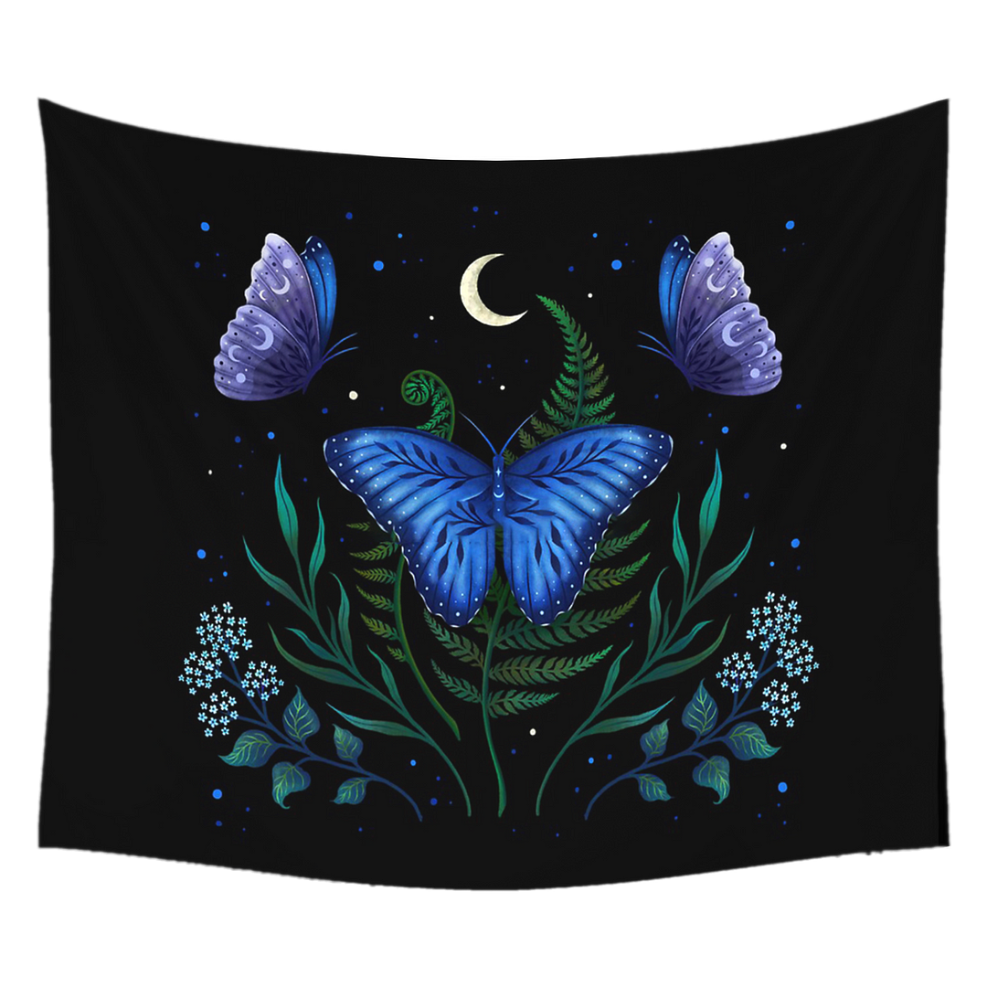 Moon Phase Tapestry Wall Hanging Bohemian Gypsy Psychedelic Tapiz Black Sun Witchcraft Divination Tapestry Butterfly Decor Black