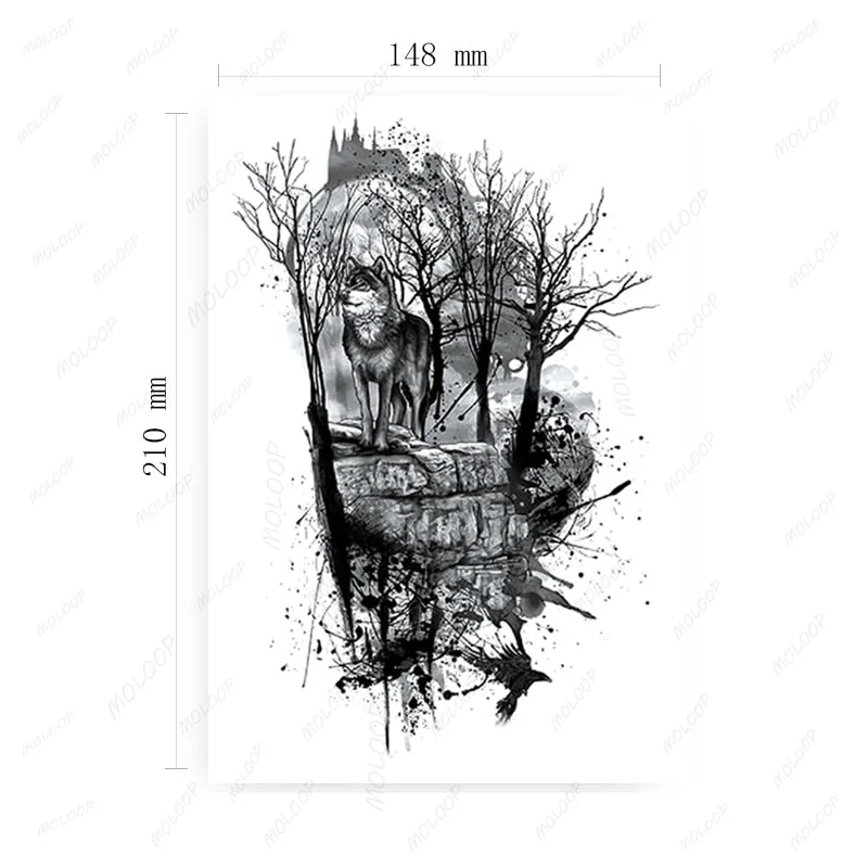 Clock Gears Tattoos Stickers Fake Fragmented English Letters Waterproof Temporary Tattoo for Women Men Black Cool Totem Tatoo