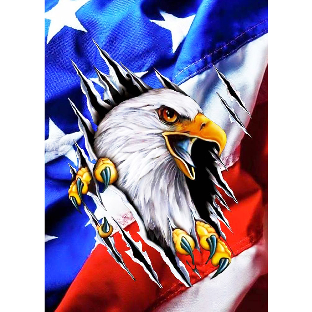 

30*40CM - Round Drill Diamond Painting - Independence Day Flag, 501 Original