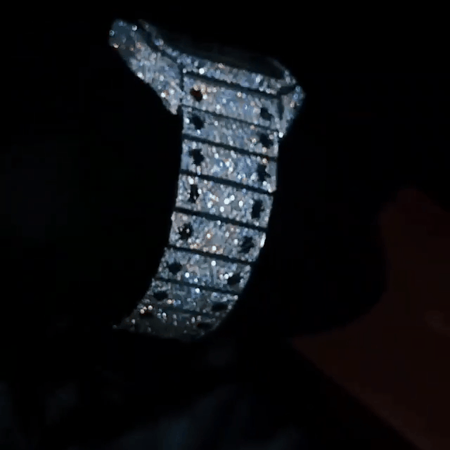 iced out watch silver
