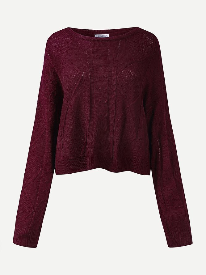 Round Neck Cute Cotton Blends Sweater - VSMEE