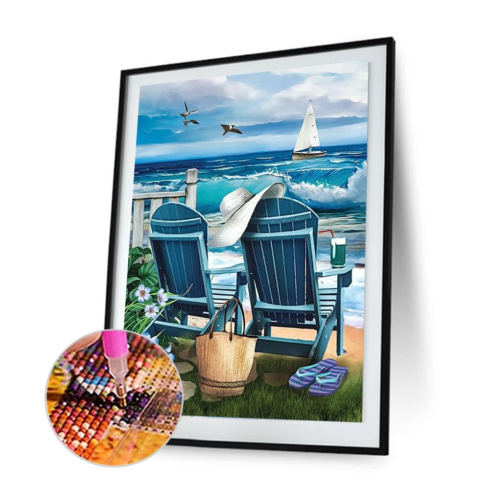 Diamond PaintingDIY Full Round Drill Beach Lounge Chair (40*50cm)