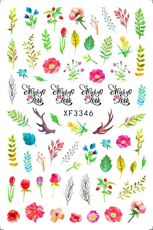 3D Nail Sticker Flowers Leaves Abstract Floral Decals And Sticker Nail Foils Slider Nail Art Decals Manicure Nails Accesories-Nail Inspo