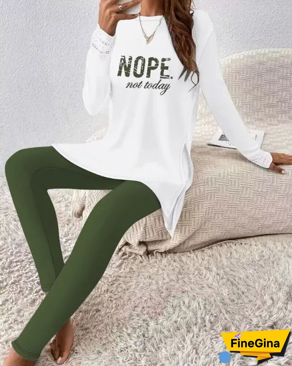 Popular Letter Green Two Piece Set