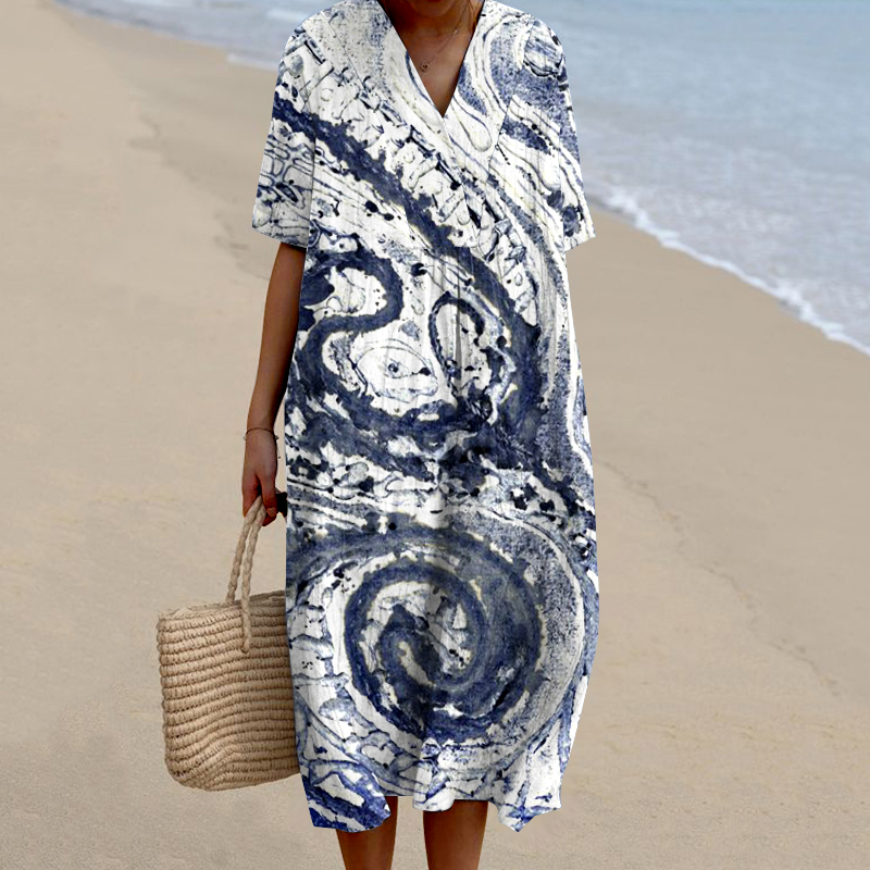 Vintage Abstract Octopus Legs Art Printed Women'S Flowy Dress