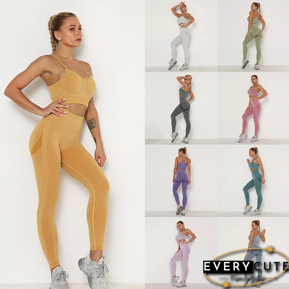 2 Piece Seamless High Waist Leggings and Bra Women Yoga Set Clothing Gym Set Clothes Workout Fitness Sexy Booty Girls Sports Suit