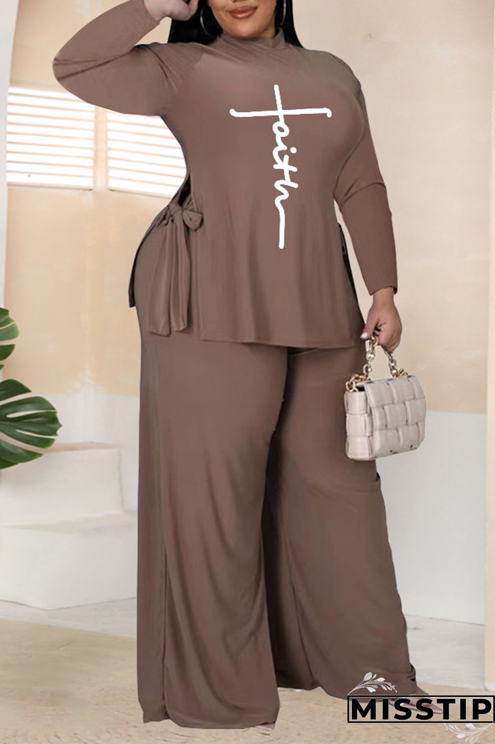 Black Casual Print Bandage Patchwork O Neck Plus Size Dresses