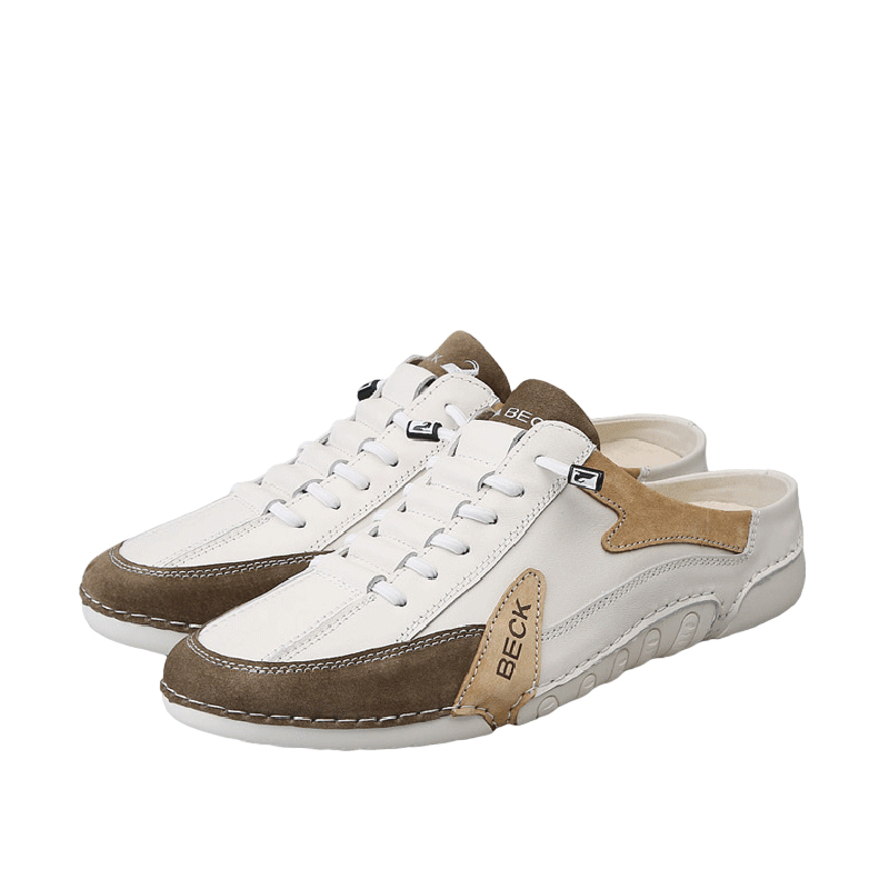 DANRRIO BECK Leather Soft Soled Non-slip Half Slippers |Slip On Mules Casual Shoes DANRRIO.COM DANRRIO