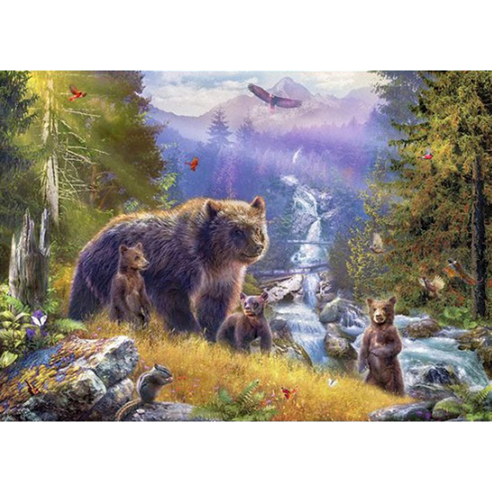 

30*40CM - Round Drill Diamond Painting - Bear Squirrel, 501 Original