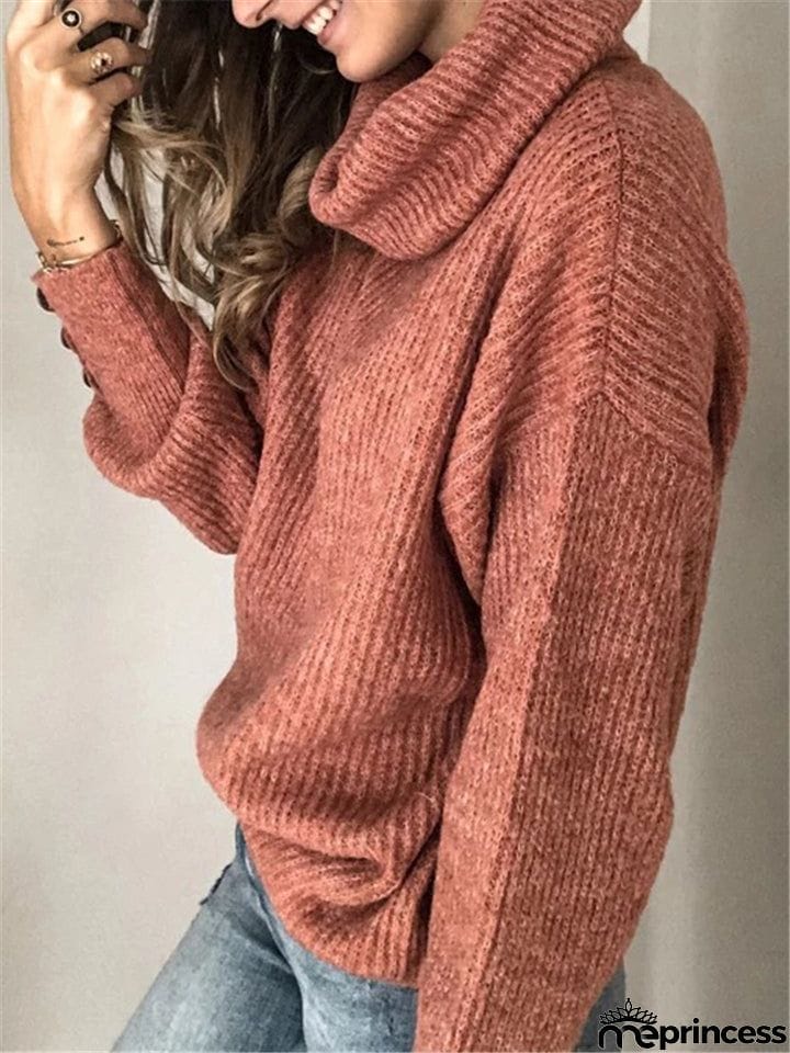 Women's Fashion Casual Solid Color Turtleneck Sweater