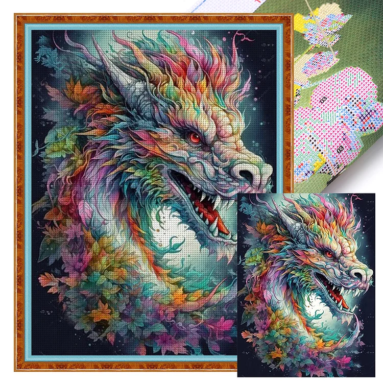 Colorful Dragon 11CT Stamped Cross Stitch 50*65CM