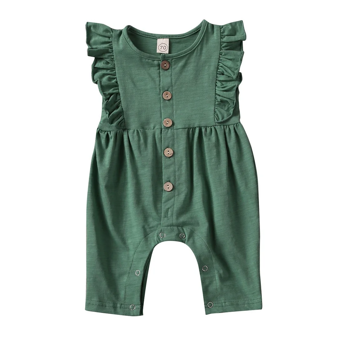 2020 Baby Summer Clothing Newborn Infant Baby Girl Clothes Ruffle Sleeveless Soft Romper Bamboo Fabric Jumpsuit Solid Outfits