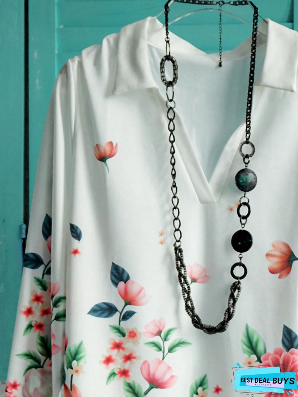 Froral Simple Cotton Casual V Neck shirt & Top