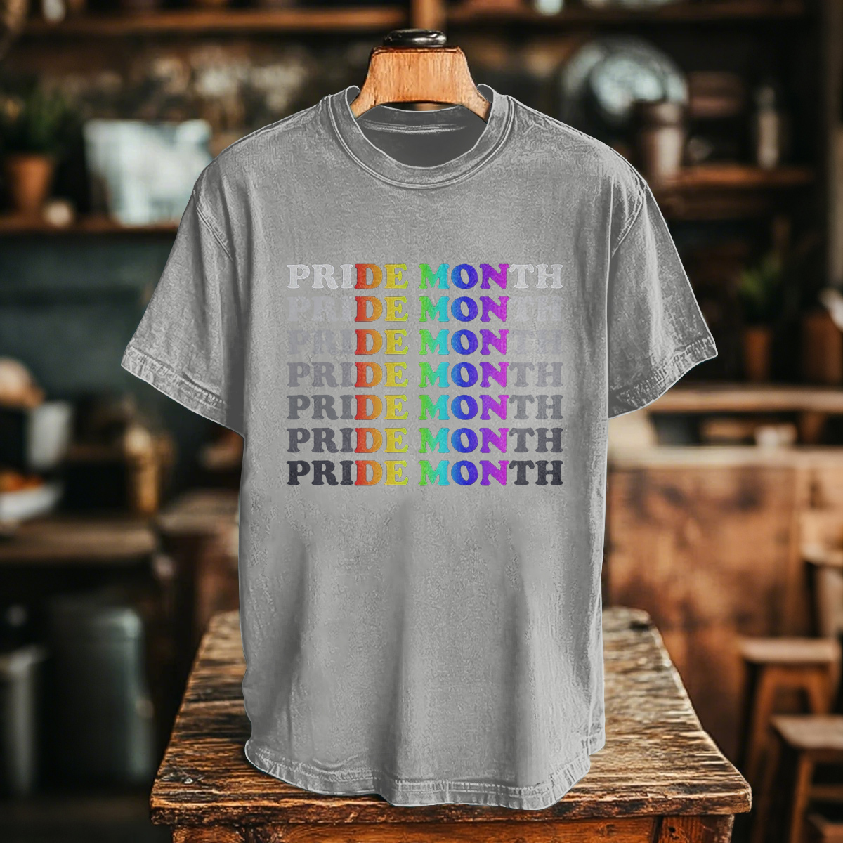 Comstylish Unisex Pride Month Pattern Washed Short Sleeved T Shirt