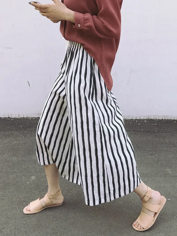 Striped Loose Wide Leg Casual Pants Bottoms