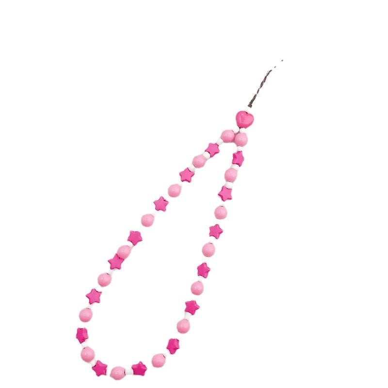 Cute Round Star Plastic Resin Bag Pendant Mobile Phone Chain
