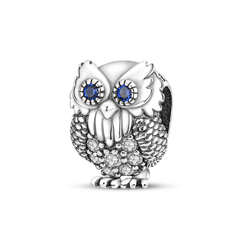 Genuine 925 Sterling Silver Owl Pendant Charm Silver 925 Jewelry Original Bracelet Neckalce Fashion Jewelry Accessories KTC093