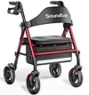 Rollator Walkers with Seat for Seniors, Foldable 8" Big Wheels All Terrain Rolling Walker, Handles and Ergonomic Seat Height Adjustable, 350 lb, FSA HSA Eligible