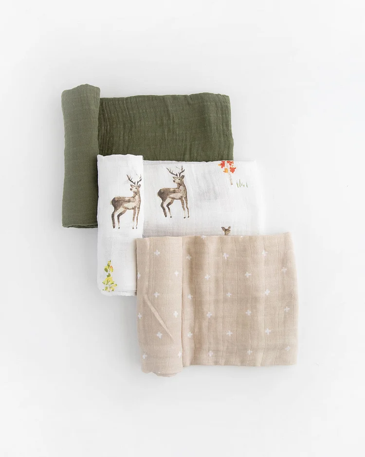 Cotton Muslin Swaddle Blanket 3 Pack - Oh Deer 2