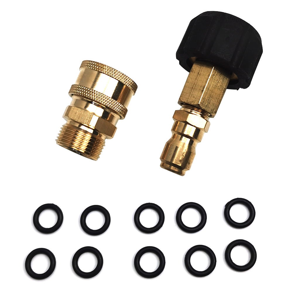 

Brass Pressure Washer Adapter Set + 10pcs O-Rings M22 14mm to 1/4 inch QC, 501 Original