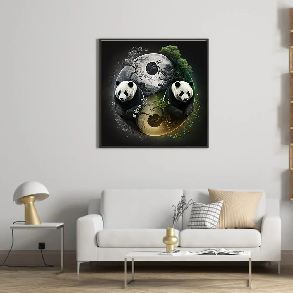 Diamond Painting - Full Round Drill - Yin Yang Panda(30*30cm)