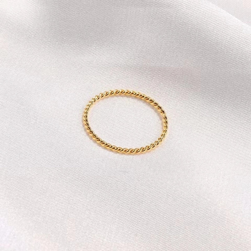 Titanium Steel 18K Gold Plated Minimalist Plating Twist Rings