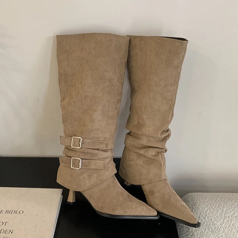 Breakj Breakj Pointed Folding Pile Boots Women 2025 Autumn And Winter New Detachable Two-Dable And Long Boots High And Short Boots