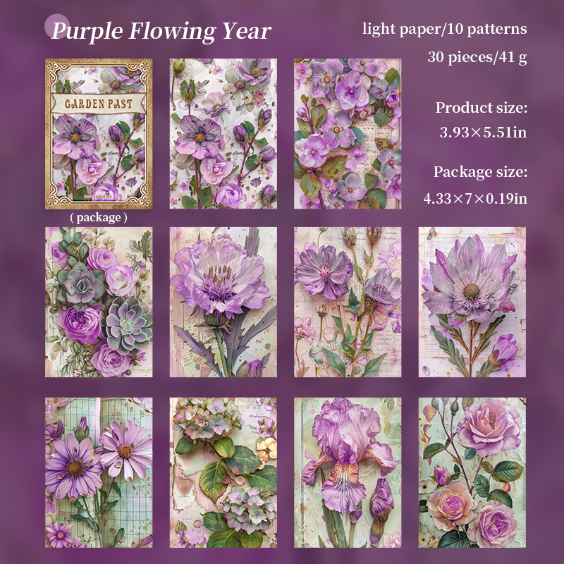 Journalsay 30 Sheets Garden Past Series Vintage Plant Flower Material Paper