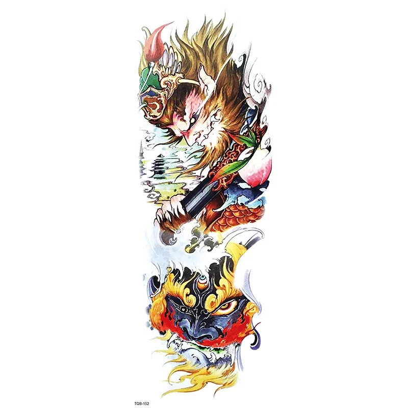 Large Arm Sleeve Tattoo Dragon Tiger Wolf Waterproof Temporary Tatoo Sticker Totem Tatto