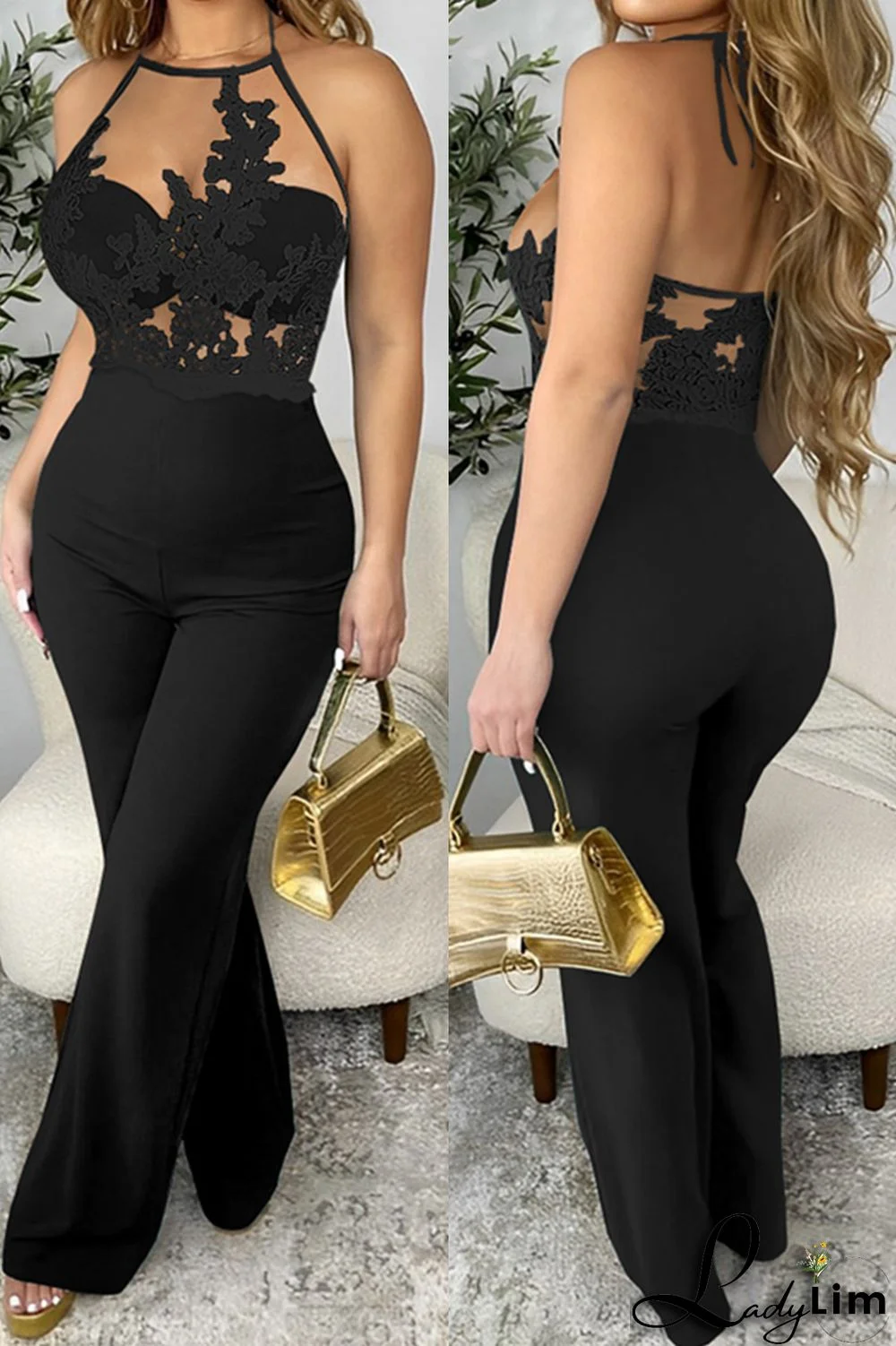 White Sexy Casual Solid Backless Spaghetti Strap Skinny Jumpsuits