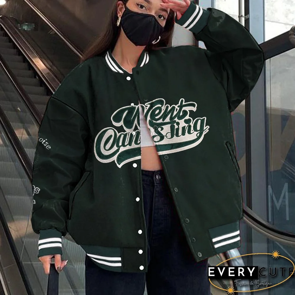 Letter Embroidery Jacket Men's Retro Street Hip Hop Loose Jacket