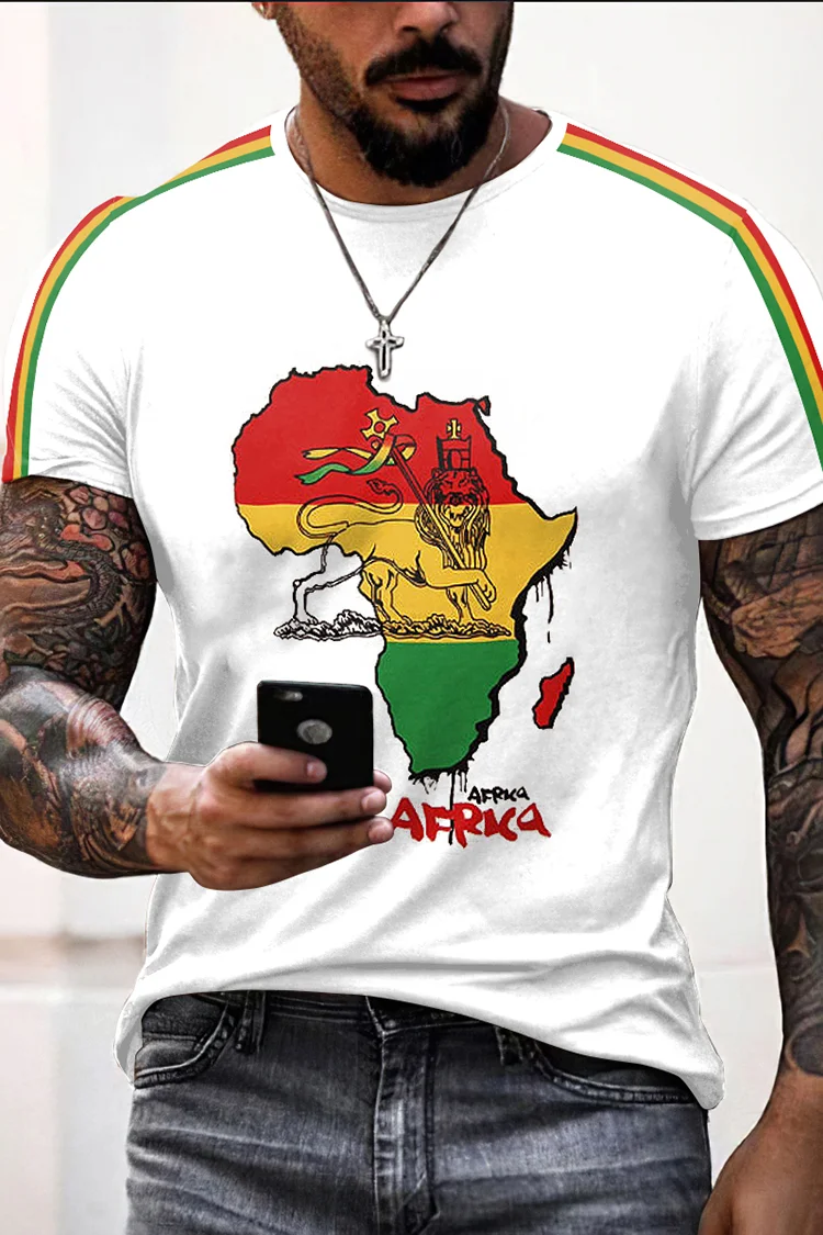 African Juneteenth Lion Reggae Short Sleeve T-Shirt