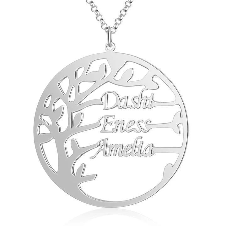 S925 Sterling Silber Personalisierte Halskette 3 Namen Familienstammbaum