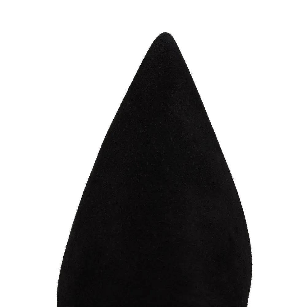 Black Cone Heel Embroidered Pointed Toe Cowgirl Boots for Women