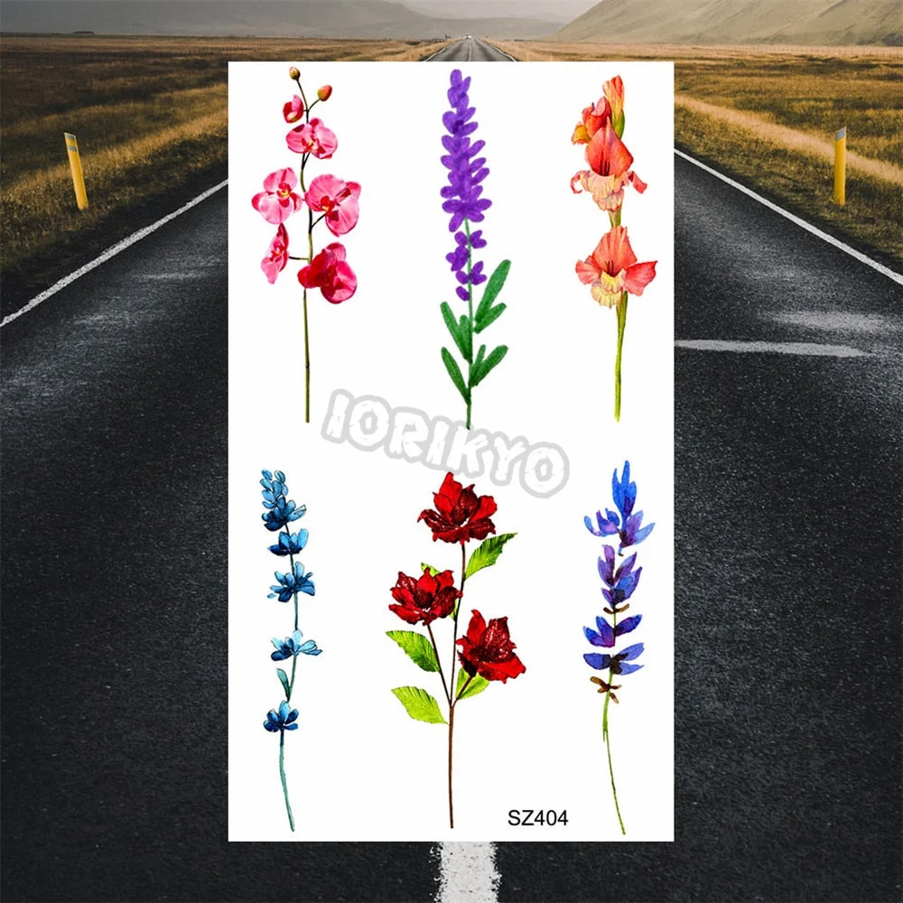 Black Dandelion With Creative Tattoos For Women Men Realistic Sea Wave Mountain Lavender Fake Tattoo Sticker Arm Leg Tatoos 3D