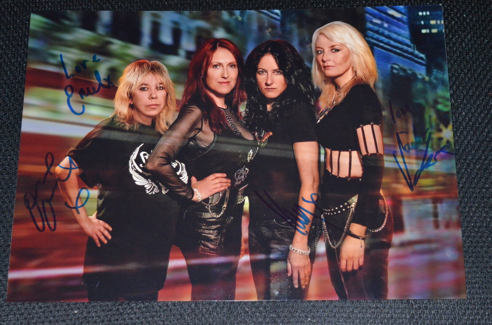 GIRLSCHOOL sexy signed autograph In Person 8x11 (20x28cm )