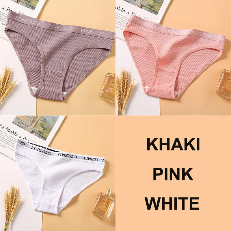 3PCS Women Cotton Underwear Panties Female Sexy Briefs Brand  Band Waist Pantys Set Solid Color Intimates Lingerie for Girl M-XL