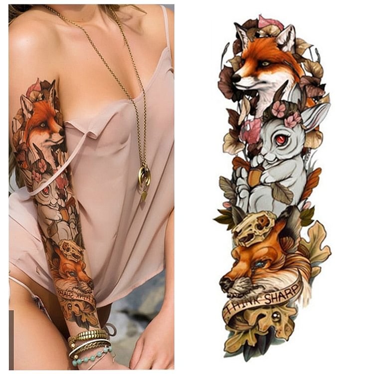 Full Flower Arm Tattoo Sticker 40models Fish Peacock Lotus Temporary Body paint Water Transfer fake Tatoo sleeve