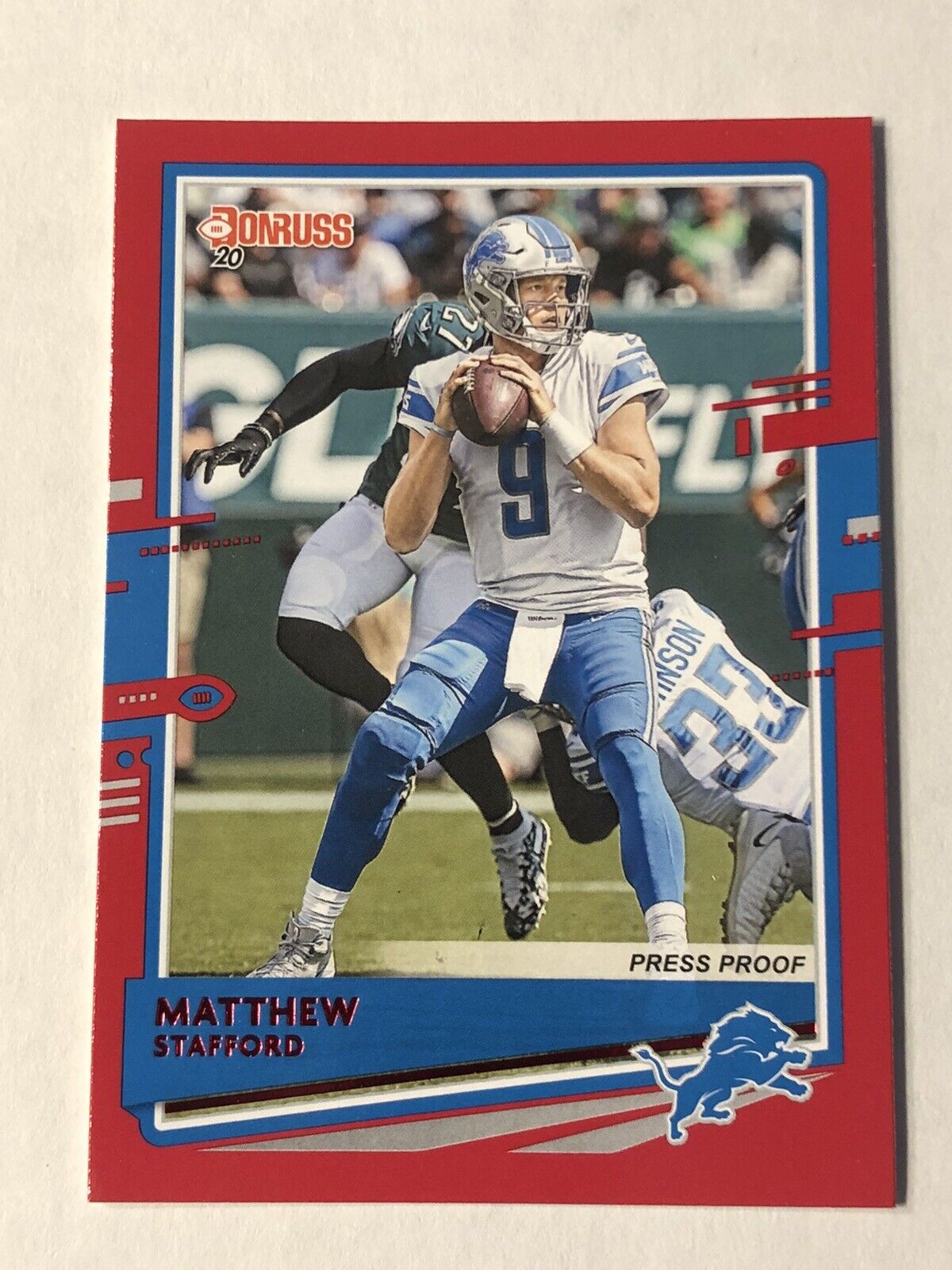 2020 Donruss Football Matthew Stafford Photo Poster painting Variation Red Press Proof #96 Lions