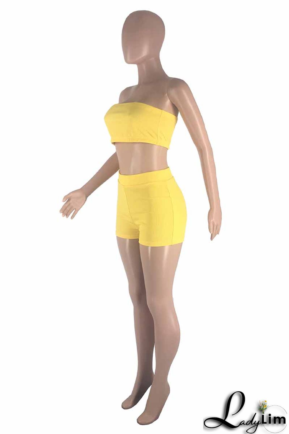 Blue Fashion Sexy Solid Backless Strapless Sleeveless Two Pieces