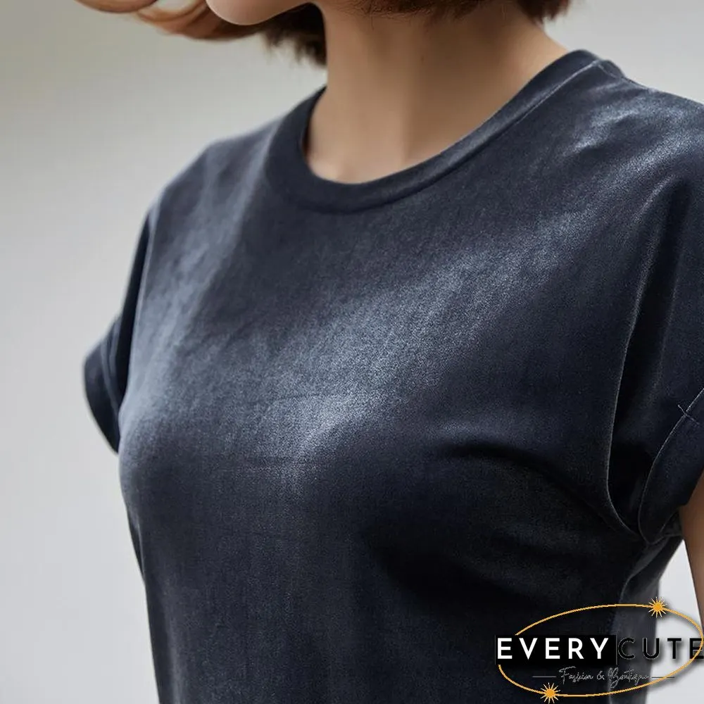 Casual Loose Plain Velvet Shirt