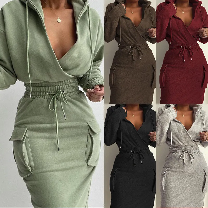 Brownm Brownm Women's Wear Early Spring 2024 New Temperament Elegant Solid Color Hooded Rope Top Slim Suit 661