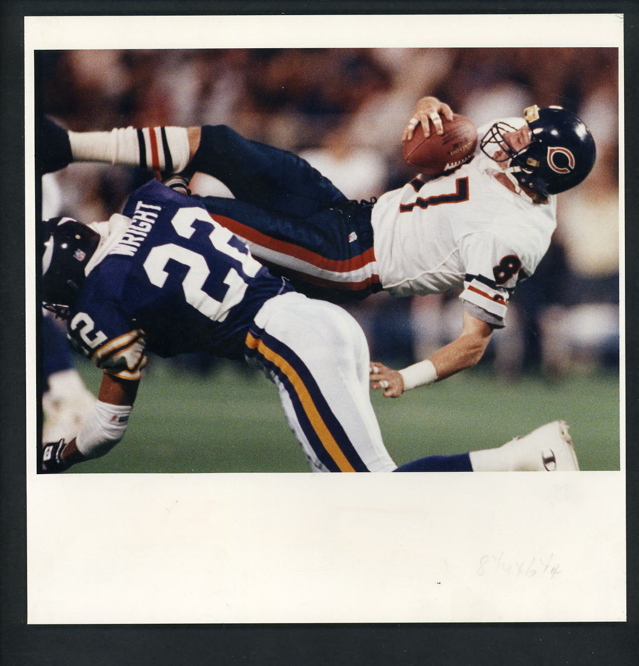 Tom Waddle & Felix Wright 1991 Press Photo Poster painting Chicago Bears Minnesota Vikings